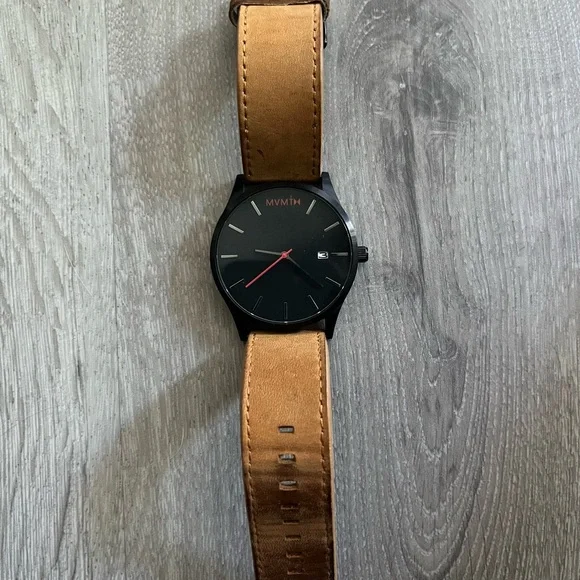 MVMT Black Watch with Tan Strap